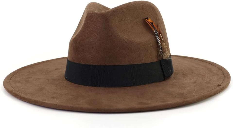LIDHAY Big Wide Brim Fedora Hats for Women Men Western Suede Hat Panama Hat Outdoor Hats - Image 2