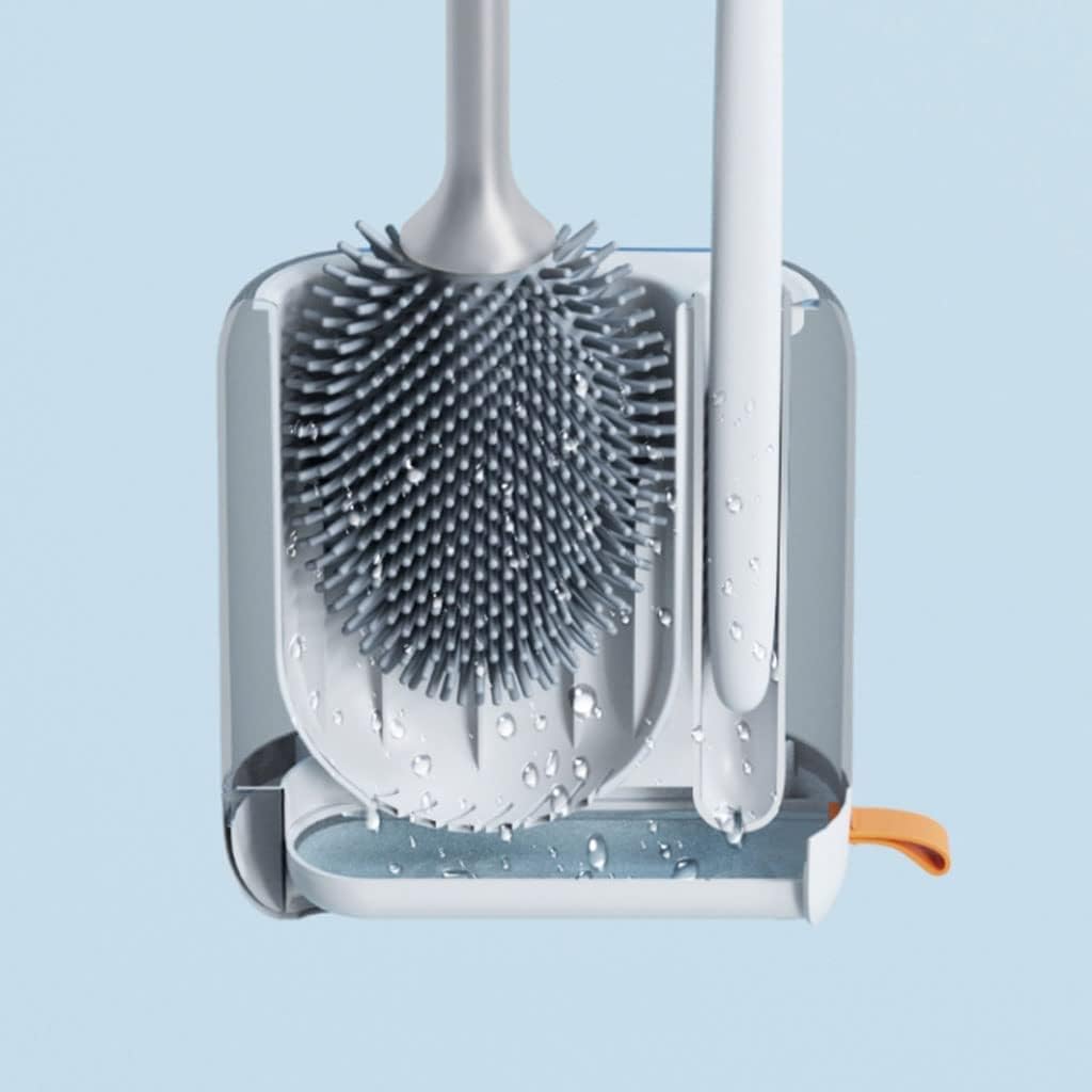 escobilla WC Cepillo y Soporte para Inodoro con cerdas de Silicona, Cepillo Limpiador de Inodoro 2 en 1 para Almacenamiento de baño, fregador de Inodoro Eficiente