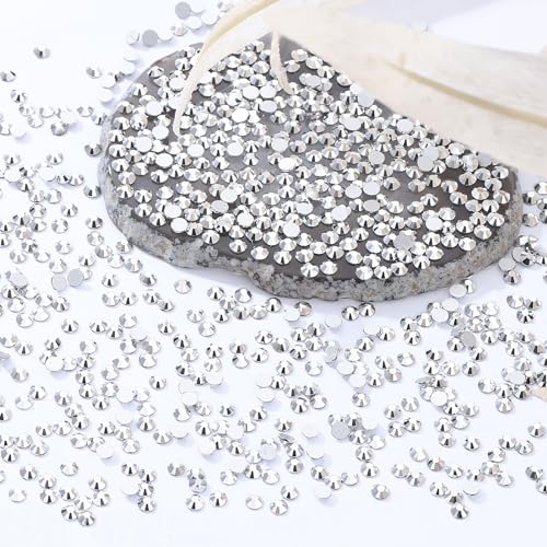 Image of Silver Flatback Rhinestones, Glass Rhinestones for Nail Art and Craft, Glue Fix, Loose Crystal Gemstones(Silver, SS4, 2880pcs, 1.5-1.7mm)