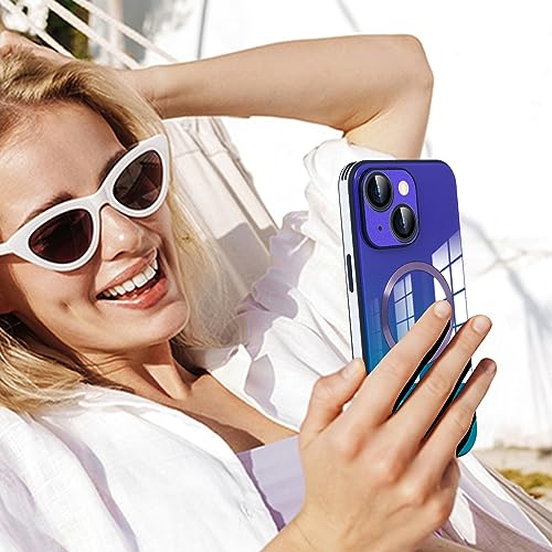Coque iPhone 14 Pro magnétique violette verre dégradé protection objectif - 4