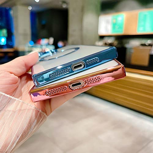 Image of aowner Magnetic Case for iPhone 14 Pro Max Square Case [Compatible with MagSafe] Crystal Clear,Fullbody Protection Non-Yellowing Slim Fit Shockproof for Women Girls Protective Phone Cover, Deep Purple
