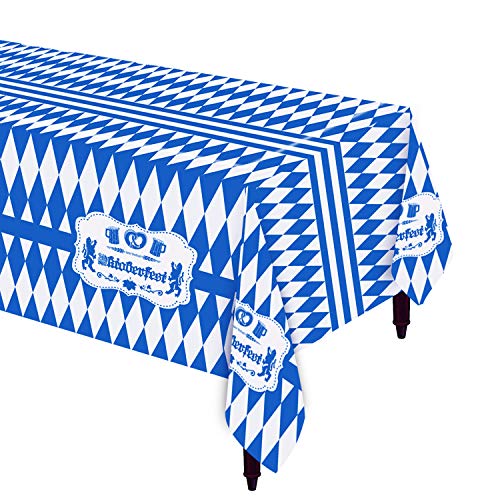 Oktoberfest Table Cloth/Cover for Party Decorations | 54''x108'' Rectangular with Blue and White Diamond | 2 Pack | Indoor/Outdoor Party Accessory