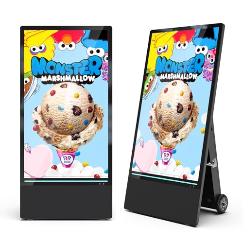 RIXZSIW 43 inch Outdoor Digital Signage Display,LCD 4K UHD, IP55 Waterproof,Split Screen Playback,USB Flash Drive/WiFi Removable Media Player,1800Nit Auto Adjustment, Android OS