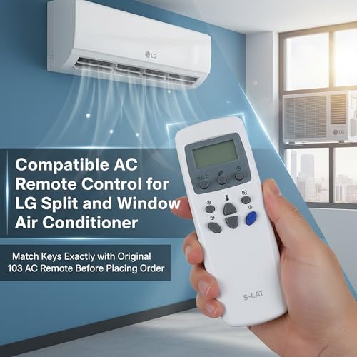 Image of S-CAT Compatible for LG AC Remote Control Model 103 (No Backlight) Suitable for 1 1.5 2 Ton Split & Window AC (Match Old Remote Exactly, Contact Customer Care for Order) (Model 103)