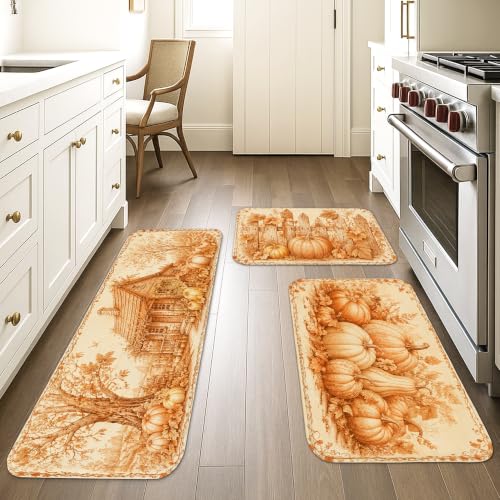 Tapis de cuisine pour protéger le sol devant l'évier, lot rustique orange d'automne - 6