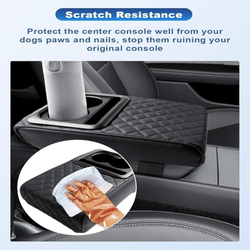 Image of Flygon Multifunctional Car Armrest Cushion, Integrated Pressurized Multifunctional Car Armrest Heightening Pad, Auto Center Console Arm Rest Cushion with 2 Cup Holder