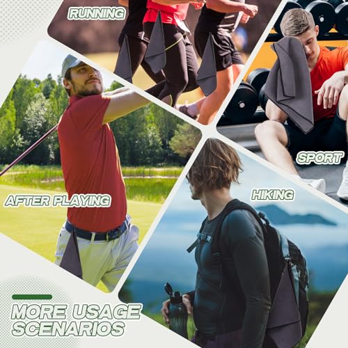 Batiyeer 12 Pcs Golf Towel Bulk for Golf Bags Microfiber Fabric Towel with Clip Waffle Pattern, Fitness, Camping, Hiking, Yoga(Gray,16 x 16 Inches)