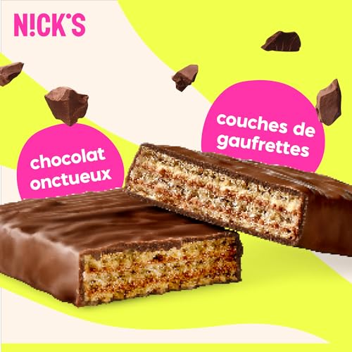 NICKS Gaufrettes au chocolat, Biscuits Sans Sucres Ajoutés, Lowcarb, Sans Gluten, 165 calories, 24 x 35g – vue 5