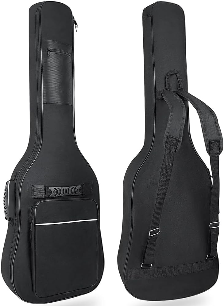 LETSROCK 39 Inch Electric Guitar Bag Case Thick Padding with Neck Strap Adjustable Shoulder Strap Waterproof Yellow Lightning Shape&Black Electric Guitar Gig Bag, Black&white Line, 39 Inch, Electric