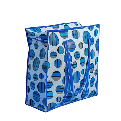 COMPRISA Bolsa Grande de Compras 53x50x20 cm Reutilizable y Plegable – Ideal para Viajes, Playa, Mudanzas y Supermercado – Cremallera, Resistente y Ligera,extra grande (CIRCULO AZUL)