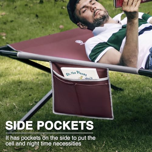 Image of EVER ADVANCED Extra Wide Camping Cot for Adults Oversized XXL Sleeping Cots Folding Cot Bed with Carry Bag, 84.3 inch L x 41.9 inch W, Support to 550 lbs