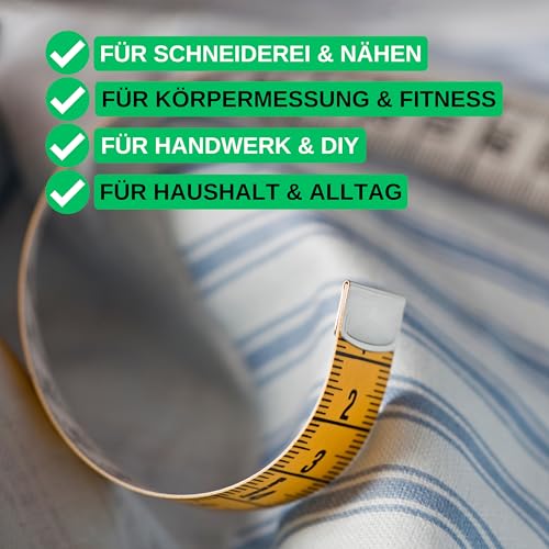 Schneidermaßband, 1 Stück, 2 in 1 Maßband mit CM und Zoll Skalierung, universal Massband mit 150 cm Gesamtlänge, Ausmessung von Kleidung, Körper-Fett, Rollmaßband, Messband, aus Glasfieber Kunststoff