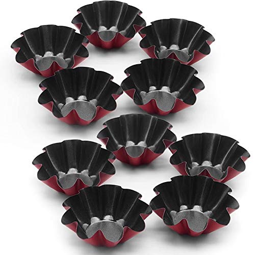 FANDE Molde de Tartaleta de Huevo / Molde para Magdalenas / Moldes para Hornear / Tarta de huevo Lata Cupcake Tarta redonda antiadherente Pan Pudín Tartaleta Molde Muffin Tazas para hornear(10 Piezas) Cover
