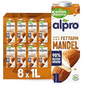 Alpro – Alpro Mandeldrink Original – 8x1L – Vegan – Glutenfrei – Fet