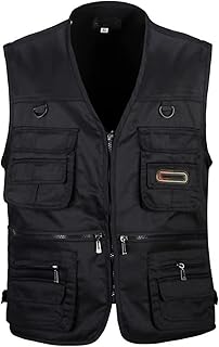 フィッシングベスト, メッシュベスト メンズ 夏用, 耐久性 マルチ ポケット 屋外 速乾性 ジャケット, 軽量 通気 お釣り 撮影 山歩き 多機能 作業用 登山 渓流 射撃 大きいサイズ ジッパー 屋外 作業服 (Color : Black, Size : XL)