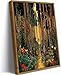 Floating Framed Gustav Klimt Forest Path Canvas Wall Art, Boho Floral Trees Print Poster, Colorful Abstract Nature Wall Decor Picture, for Modern Living Room and Bedroom Home Decoration, 8x10in