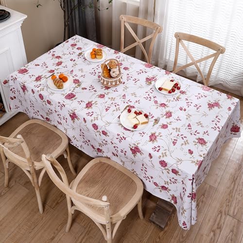 HRNJJYP Heavy Duty Vinyl Tablecloth with Flannel Backing Waterproof Oil-Proof Plastic Table Cloth Stain-Resistant Wipeable Rectangle or Square Table Cover for Dining, Camping (Flower, 54X54 Inch) by HRNJJYP - Used condition - Image 2