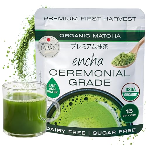 Encha Matcha - Ceremonial Grade Matcha Powder, Organic First Harvest Japanese Green Tea Powder, Tea From Uji, Japan (30g/1.06oz)