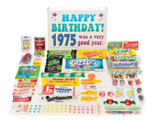 Woodstock Candy ~ 1975 47th Birthday Gift Box Assortment of Nostalgic Retro Candy from Childhood for 47 Year Old Man or Woman Born 1975
