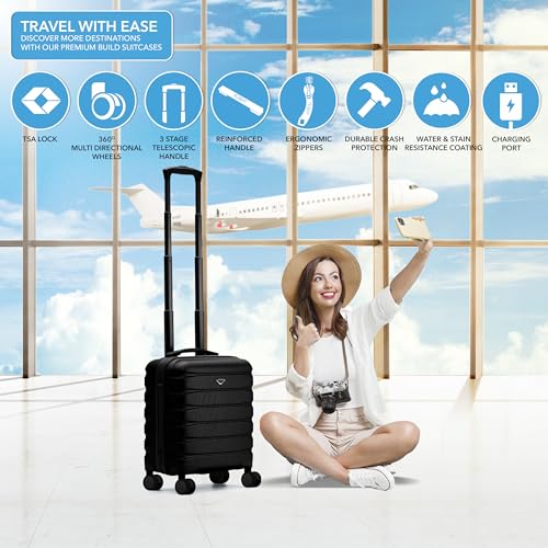 Flight Knight Carry On Suitcase 18x14x8" Hardside Built In TSA Lock & USB Port Lightweight Luggage Silent Double Spinner Wheels Maximum Underseat Carry-On Bag For American & United Approved Airlines by Flight Knight - Used condition - Image 2