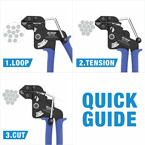 Icrimp Stainless Steel Cable Tie Gun Wrap Tool Metal Zip Tie Tightener Tensioning & Cutting Functional Cable Tie Gun C/W Free Zip Tie Release Tool #TOP2