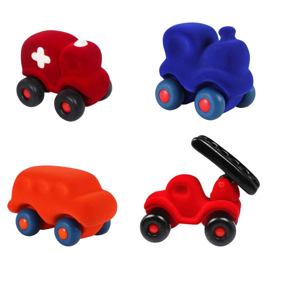 Rubbabu Colourful Micro Vehicles Set - 100% Natural Rubber Foam Ambulance, Fire Engine, Bus & Train with Soft Flock Surface. Toys Wheels Roll Easily When Pushed. for Babies Infants & Kids 1 Year+ (B0CC5LJSDK) Amazon Price History, Amazon Price Tracker