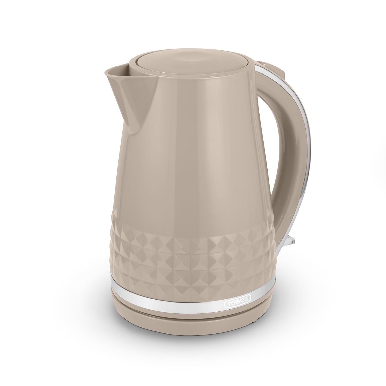 Tower T10075MSH Solitaire Kettle with 360° Swivel Base, Cord Storage, 1.5L, 3KW, Latte and Chrome Accents