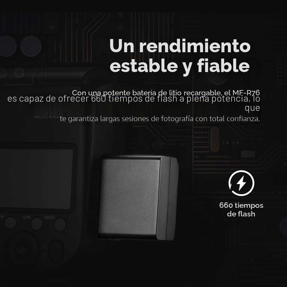 Godox MF-R76 LED Micro Ring Flash con Batería de Iones de Litio de 2600 mAh y Anillos Adaptadores de Pantalla LCD para Canon Sony Nikon Fuji Olympus Panasonic Pentax Camera Flash Speedlight Light