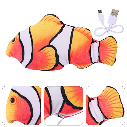 Kisangel Brinquedo elétrico em movimento de peixe, gato e peixe, boneca elétrica realista, peixe, an