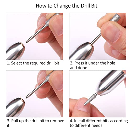 Qican Kit de polimento de unhas elétrico 16000 RPM Caneta de broca de unhas Manicure Pedicure Machin