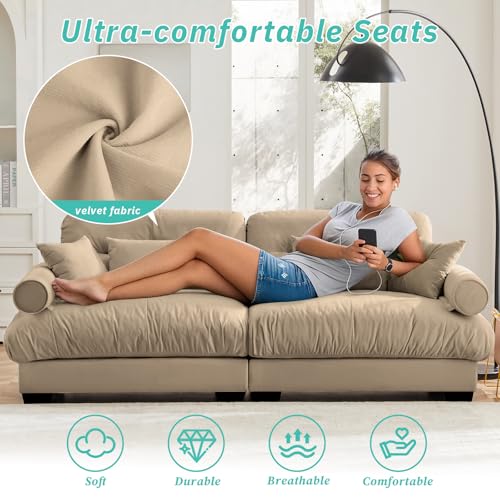 Image of SoarFlash SorFlash Sectional Sofas Couches for Living Room, L Shaped Couch Sofa Set, Small Couches for Small Spaces, Apartment with Movable Ottoman, Brown