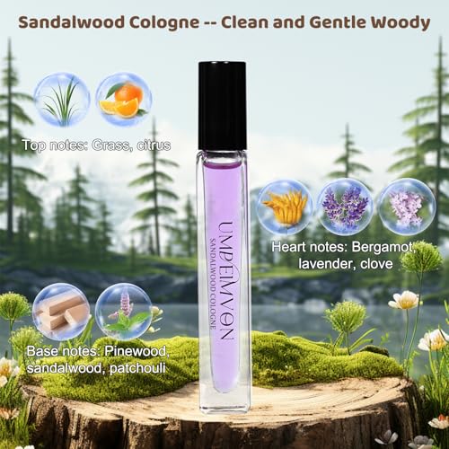 Image of 3 Pack Unisex Cologne for Men Women Cologne Perfume Oil Roll On, Classic, Sandalwood, Agarwood, Travel Size 0.33 fl.oz