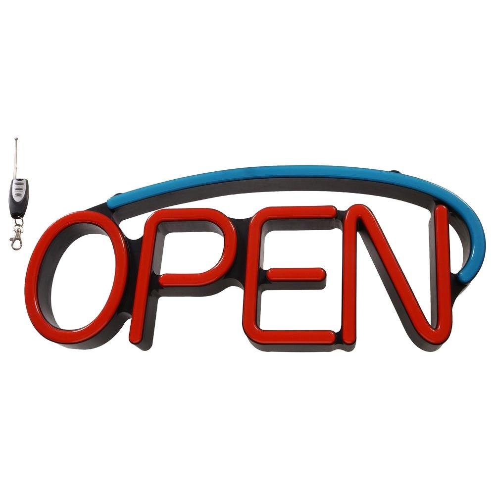 Hillman 848889 LED Open Sign With Remote Control, Red and Blue LED, 22.5x9.25x2.25 Inches 1-Sign