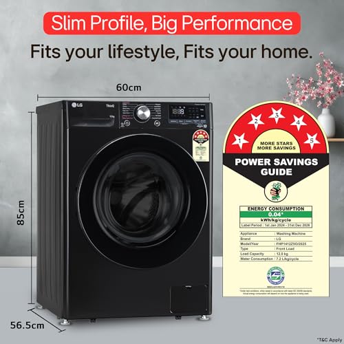 Image of LG 12 Kg, 5 Star, AI Direct Drive Technology, Wi-Fi, Steam Fully Automatic Front-Loading Washing Machine (FHP1412Z5O, Intelligent & Convenient Fabric Care, Allergy Care, Remote Control, Onyx Black)