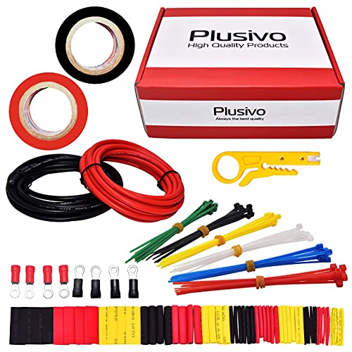 12 Gauge Silicone Wire Kit - 10 ft Red & 10 ft Black Stranded Tinned Copper Wire with Silicone Rubber Insulation and Electric Tapes