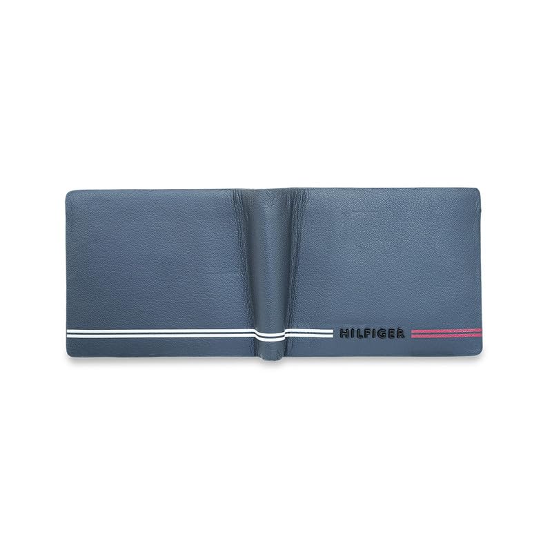 Image of Tommy Hilfiger Men's Escravos Global Coin Wallet | Solid Genuine Leather Bifold with Coin Pocket - Classic Navy | Ideal for Gifting | Stylish Purse for Men