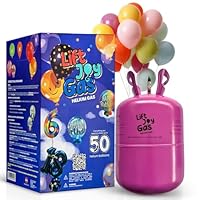 Lift Joy Disposable Helium Gas Canister - Fills Up to 50 9 inches balloons - Portable Party Balloon Helium Cylinder, Easy to Use - Balloons Included