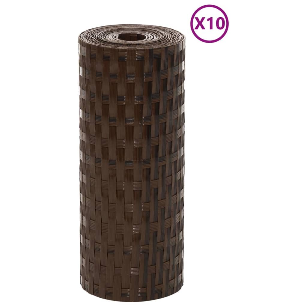 Tidyard Paravents de Balcon 10pièce Marron et Noir 255x19cm résine tressé, Pare-Vue Brise Écran d'intimité de Jardin, Brise-Vue pour Balcon, Extérieur, Terrasse