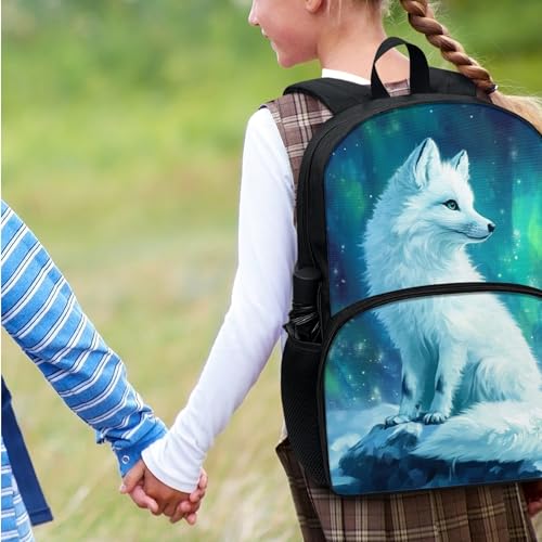 Pinupub Cute White Fox Backpack And Lunch Box Set for Girls Funny Graphic 17 Inch Sturdy Student Bookbag with Insulated Lunch Bag Kids Soft Zipper School Backpacks3