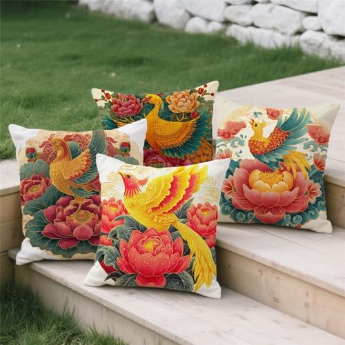 Housse de coussin 80x80cm en lin avec impression double face et zip invisible - 4
