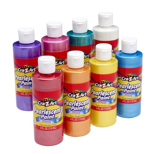 Cra-Z-Art Washable Pearlescent Paint Bulk Pack 8ct, Assorted Colors 4oz each bottle