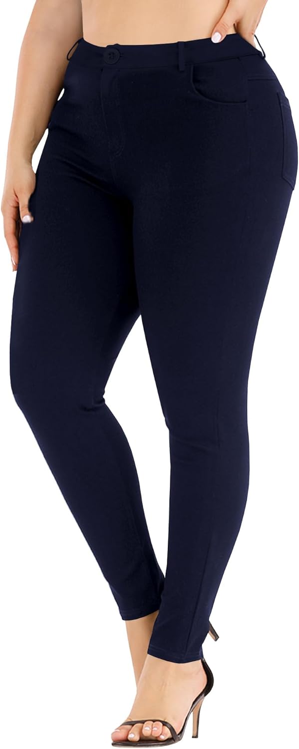 Womens Plus Size Pants Skinny Stretchy High Waisted Casual Ease into Comfort Dress Pants