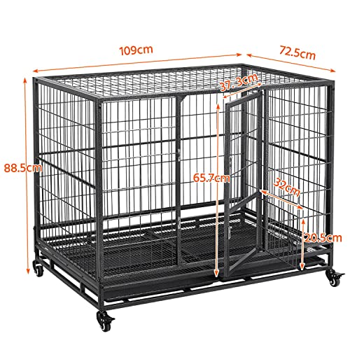 Image of Yaheetech 43 Inch Collapsible Open Top Metal Dog Crate w /Double Doors