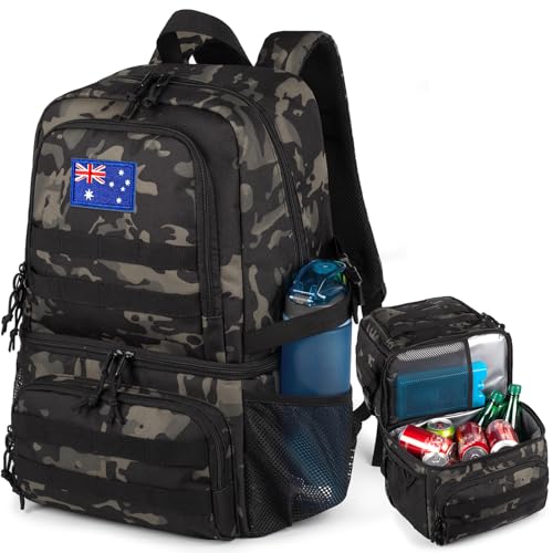 Tactical Double Deck Cooler Backpack for Men,Large Lunch Backpack with 2 Compartment,Soft Cooler Bag Water-Resistant Leak Proof Cooler Bag Beach Picnic