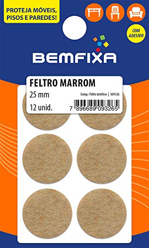 Protetor Adesivo Redondo Em Feltro Para Móveis Bemfixa Marrom 25mm