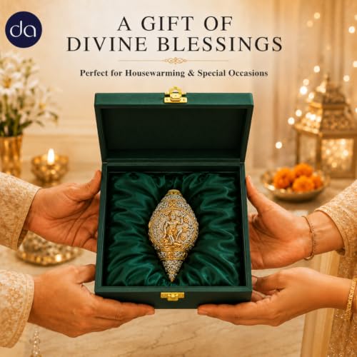 Image of 999 Silver & 24K Gold Plated Hanuman Shankh - 4.6 Inch Showpeice | Bajrangbali Dual-Tone Conch Shell for Puja Room, A Decorative Hanuman Gift