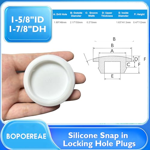 Image of 4 Pcs 48 mm Silicone Rubber Plugs Snap in Locking Hole Plugs for 48 mm (1-7 /8 inch) Round Holes, Flush Type Rubber Stoppers, Flexible Tube Pipe End Caps Covers, Waterproof Sealing Plugs, White