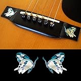 Inlay Sticker Decal For Acoustic Guitar Bridge Side In Abalone Theme - Butterfly (BL) Set