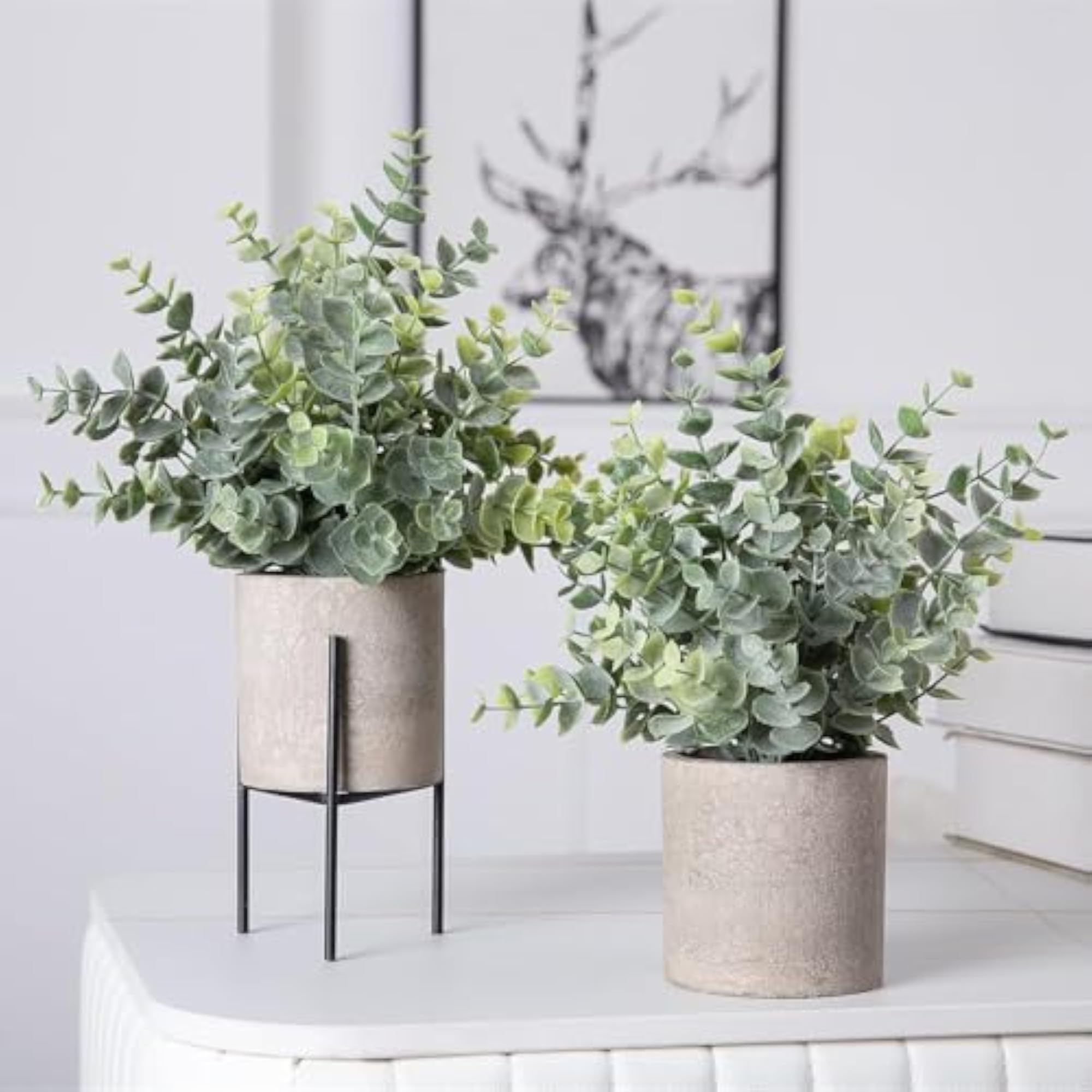 Set of 2 Mini Artificial Plants with Pot, Home Decor
