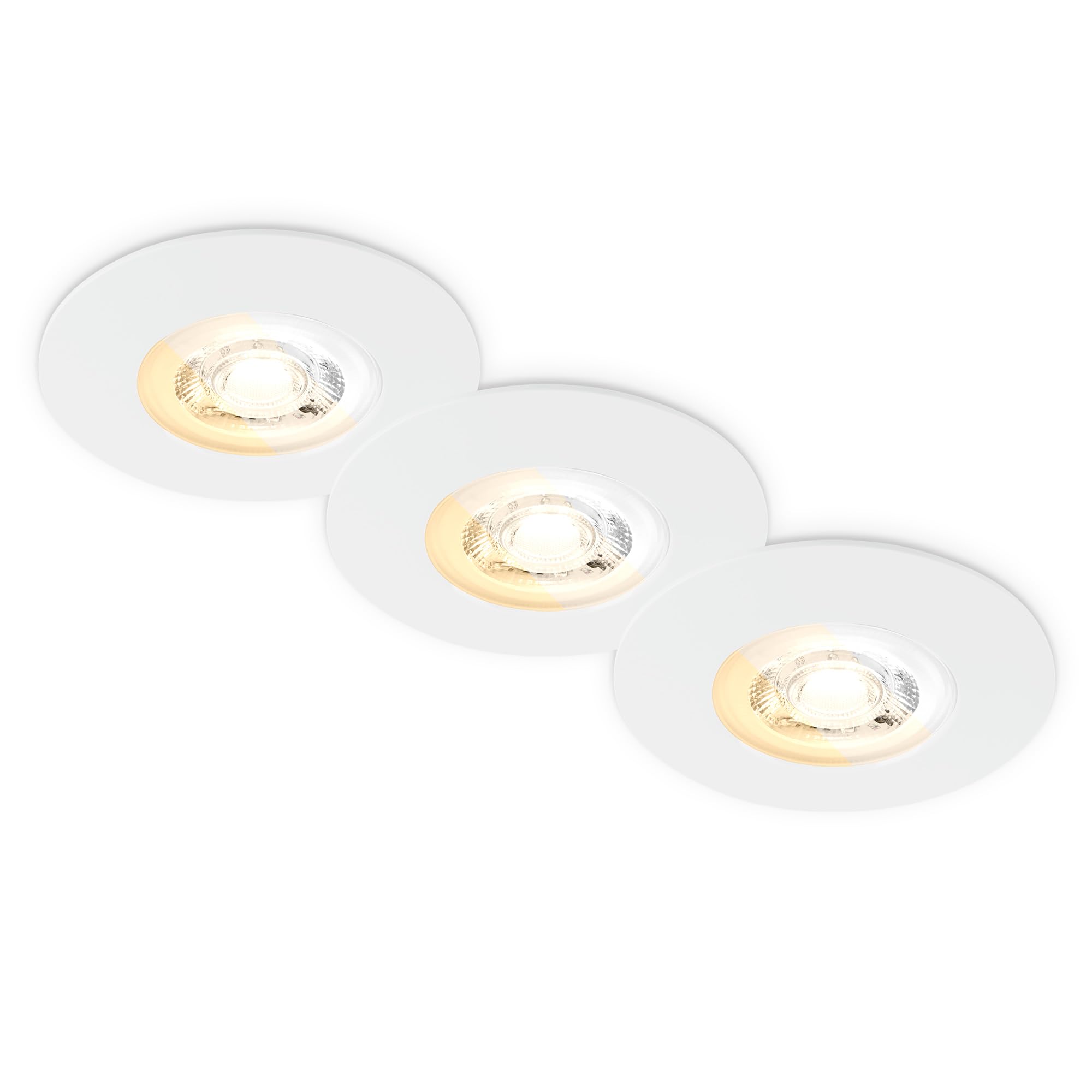 BRILONER - 3er Set LED Bad Einbaustrahler, Dimmbar, CCT, IP65, Weiß | Staub- und Strahlwasserschutz, Spot, Deckenspots, Einbauleuchten, Badspot, Deckenstrahler, 68mm Lochmass, 2700K-4000K
